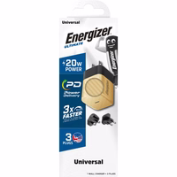 Energizer Ultimate - Multiplug EU / UK / US GaN 20W PD mains įkroviklis (auksinis)