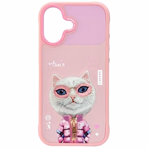 Nimmy Cool&Cute 2.0 Katės dėklas telefonui iPhone 17 - rožinis