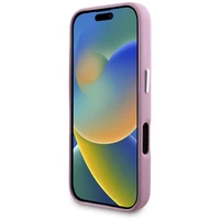 Karl Lagerfeld Saffiano pilnai aptrauktas pailgo metalinio logotipo magnetinis dėklas telefonui iPhone 16 - rožinis