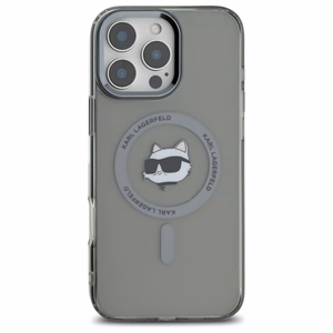 Karl Lagerfeld IML Metalinis Choupette Head Magnetinis dėklas telefonui iPhone 16 Pro - juodas