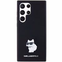 Karl Lagerfeld silikoninis Choupette metalinis ženkliukas dėklas telefonui Samsung Galaxy S24 Ultra - juodas