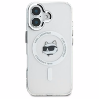 Karl Lagerfeld IML Metal Choupette Head magnetinis dėklas telefonui iPhone 16 Plus - baltas