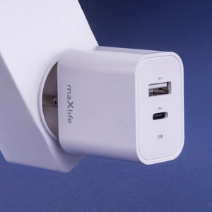 "Maxlife MXTC-06-25AC PD QC įkroviklis 1x USB-C 1x USB 25W baltas