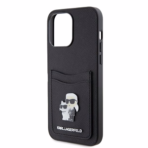 Karl Lagerfeld KLHCP15XSAPKCNPK iPhone 15 Pro Max 6.7" juodas dėklas Saffiano Cardslot KC Metal Pin