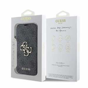 Guess 4G Metal Logo dėklas telefonui iPhone 16 - juodas