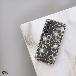 Case-Mate Floral Gems dėklas, skirtas Samsung Galaxy S24, aukso spalvos