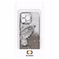 Tel Protect Butterfly vandeniui atsparus dėklas telefonui iPhone 15 Pro Max - sidabrinis
