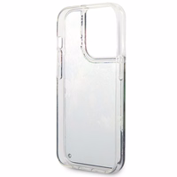 Guess Flower Liquid Glitter dėklas telefonui iPhone 14 Pro Max - mėlynas