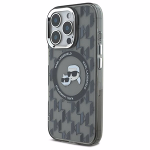Karl Lagerfeld IML Monograma Karl & Choupette Head Magnetinis dėklas telefonui iPhone 16 Pro - juodas