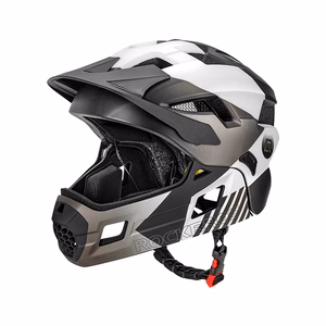 Rockbros TS-61 10110061005 vaikiškas dviračio šalmas su nuimama smakro apsauga, dydis S (48-54) - pilkas