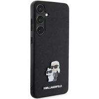 Karl Lagerfeld KLHCS24SPSAKCMPK S24 S921 kietasis dėklas telefonui juodas Saffiano Karl & Choupette Metal Pin