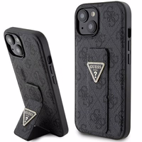 Guess dėklas telefonui su stovu Grip Stand 4G Triangle Strass iPhone 15 - juodas