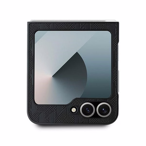 Karl Lagerfeld Saffiano monogramos dėklas telefonui Samsung Galaxy Z Flip 6 - juoda
