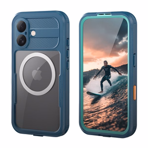 Crong Seal Cover vandeniui atsparus IP68 dėklas, skirtas iPhone 17, jūrinis mėlynas