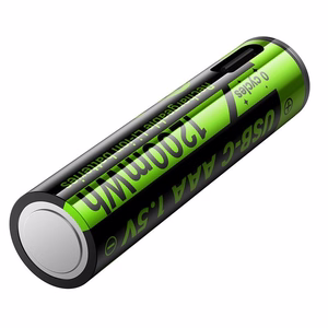 Įkraunama baterija R3 (AAA) 320 mAh su USB C + laidas USB A į 2 x USB C 2 vnt. Hoco JA4 juoda
