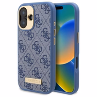 Guess 4G Logotipas Magnetinis dėklas telefonui iPhone 16 Plus - mėlynas