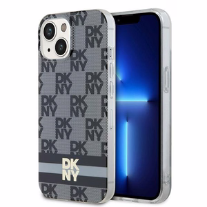 DKNY IML languotas mono raštas ir margintos juostos magnetinis dėklas telefonui iPhone 15/14/13 - juodas