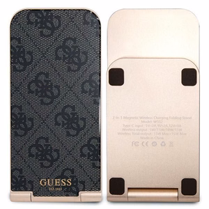 Guess 4G Pattern MagSafe складное 2 в 1 15W индуктивное зарядное устройство - чёрный