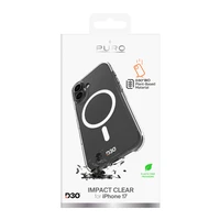 Puro Impact skaidrus D3O TPU+PC magnetinis dėklas telefonui iPhone 17 - permatomas