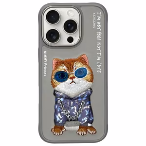 Nimmy Akiniai Kietas katinas dėklas telefonui iPhone 16 Pro - pilkas