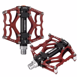 Rockbros JT201012LR 2010-12L aliumininiai platforminiai dviračio pedalai – raudoni
