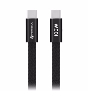 Laidas USB C į USB C Forcell F-Energy QC4.0 PD 5A 100W Cafule Flat 1,2 m CCFN23 juodas