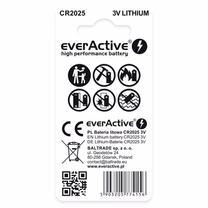 Ličio baterija mini everActive CR2025 - blisteris 2 vnt.