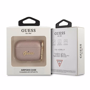 Guess GUAPSASMP Dėklas AirPods Pro rožinis Saffiano Script Metal kolekcija
