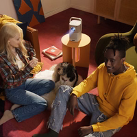 "Yaber T2 Plus" LCD FullHD 1080p multimedijos projektorius su JBL garsiakalbiais - smėlio spalvos