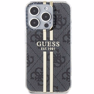 Guess IML 4G Gold Stripe dėklas telefonui iPhone 15 Pro - juodas