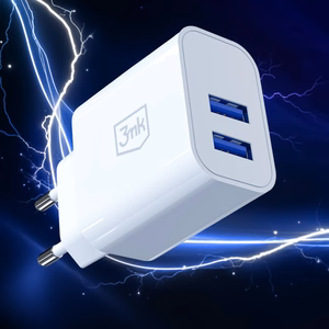 3mk FlowPower 10W 2.4A 2A sieninis įkroviklis - baltas