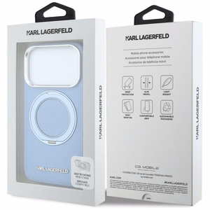 Šviesiai mėlynas KARL LAGERFELD dėklas IPHONE 18 Pro/17 Pro (Saffiano Classic Logo), suderinamas su MagSafe