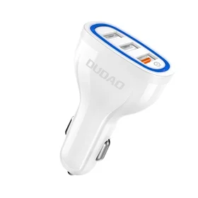 Dudao automobilinis įkroviklis su greitu įkrovimu Quick Charge 3.0 QC3.0 2.4A 18W 3x USB baltas (R7S white)