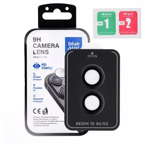 Camera Lens Protector BLUE STAR Easy Install for XIAOMI Redmi 15 4G / 15 5G black