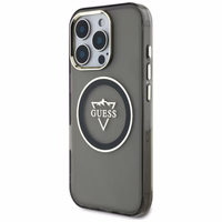 Guess IML Metal Mountain Logo Magnetinis iPhone 16 Pro Max dėklas - juodas