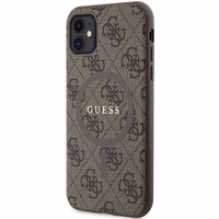 Guess GUHMN61G4GFRW iPhone 11 6.1" / Xr rudas/rudas kietas dėklas 4G kolekcija odinis metalinis logotipas Magnetinis