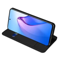 Dux Ducis Skin Pro dėklas telefonui Oppo Reno 8 Pro su atverčiamu dangteliu, kortelių pinigine ir stovu, juodas