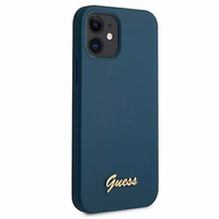 Guess GUHCP12SLSLMGBL iPhone 12 mini 5.4" mėlynas/mėlynas kietas dėklas Metal Logo Script