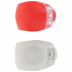 Setty dviračių žibintų silikono rinkinys priekinis baltas + galinis raudonas LR-01