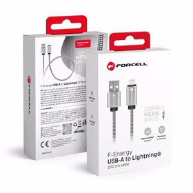 FORCELL F-ENERGY Metal C236 kabelis USB A į Lightning 2,4A 12W 2 m sidabrinis