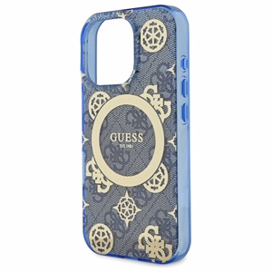 Guess GUHMP16XH4PYEEB iPhone 16 Pro Max 6.9" mėlynas/mėlynas kietas dėklas IML Peony On 4G Background Magnetinis