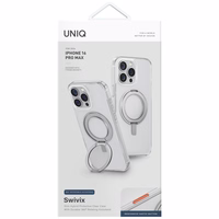 Uniq Swivix 360 sukamas stovas dėklas telefonui iPhone 16 Pro Max - skaidrus