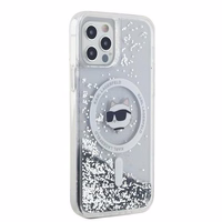 Karl Lagerfeld Skystas Blizgučiai Choupette galvos MagSafe dėklas iPhone 12 / 12 Pro - permatomas