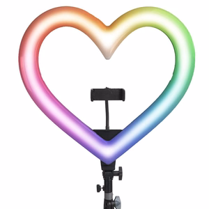 LED žiedinė Stream RGB lempa 10" su telefono laikikliu HEART + trikojis JM26-10 juoda