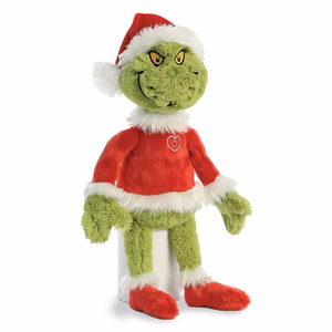 Grinch ekologiškas pliušinis žaislas su Kalėdų Senelio kostiumu, 43 cm