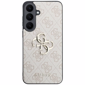 Guess Leather 4G Metal Logo dėklas Samsung Galaxy S26 FE – rožinis