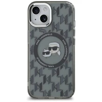 Karl Lagerfeld IML Monograma Karl & Choupette Head Magnetinis iPhone 15 dėklas - juodas