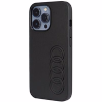 Audi sintetinės odos dėklas telefonui iPhone 13 Pro / 13 6.1" juodas/juodas kietas dėklas AU-TPUPCIP13P-TT/D1-BK