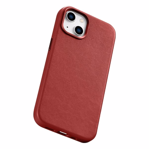 iCarer Dėklas Odinis viršelis pagamintas iš natūralios odos iPhone 14 Plus raudonas (suderinamas su MagSafe)