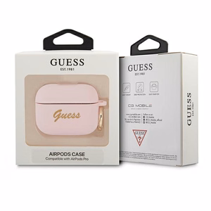 Guess GUAPSSSI AirPods Pro dėklas rožinė/rožinė Silikonas Vintage Script